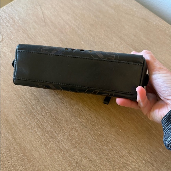 Cole Haan Small Black Leather Makeup Bag with Embossed Design - Picture 4 of 6